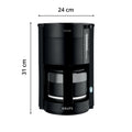 Krups F30908 ProAroma Filterkaffeemaschine mit Glaskanne, 1,25L Füllmenge, 10-15 Tassen, 1050W, Schwarz