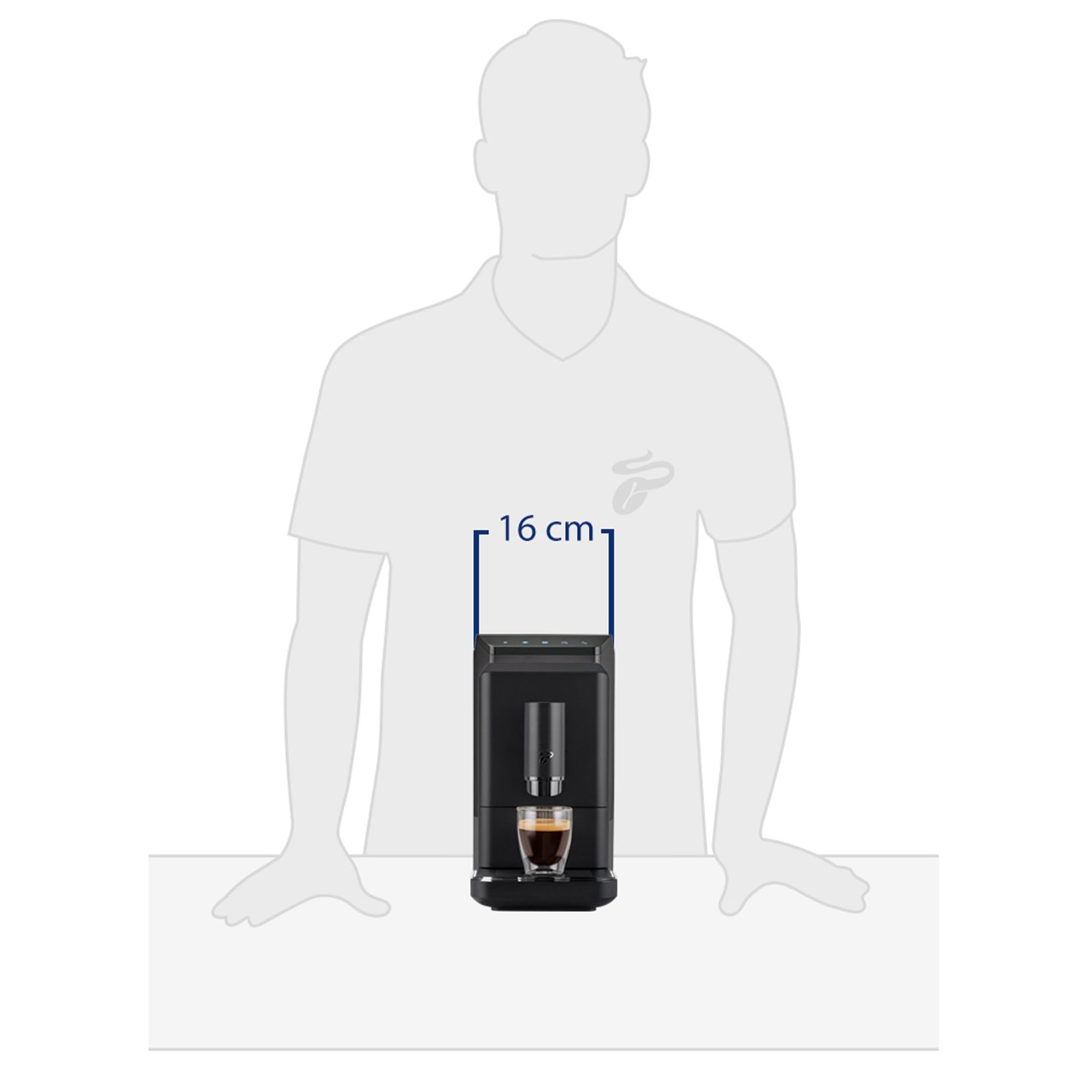 Tchibo Kaffeevollautomat Esperto mini für Caffè Crema und Espresso, nur 16cm breit, klein und kompakt, geeignet für jede Küche, Camping, Studentenapartment, Schwarz - INKLUSIVE Kaffeeprobierset GRATIS