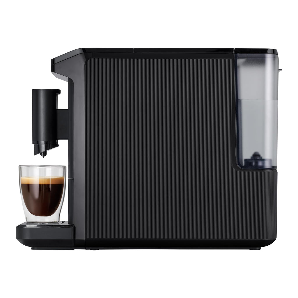 Tchibo Kaffeevollautomat Esperto mini für Caffè Crema und Espresso, nur 16cm breit, klein und kompakt, geeignet für jede Küche, Camping, Studentenapartment, Schwarz - INKLUSIVE Kaffeeprobierset GRATIS
