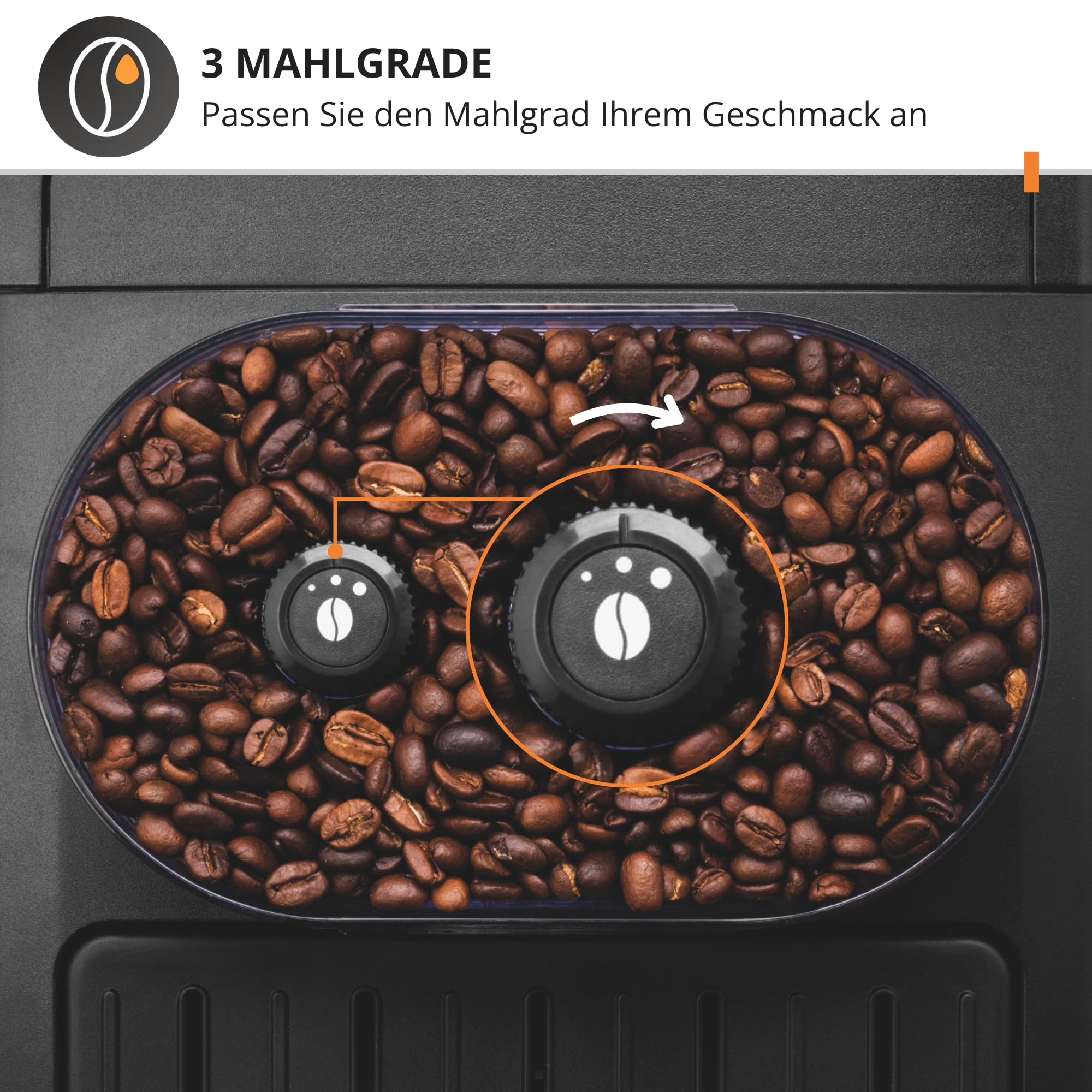 KRUPS Arabica Picto Kaffeevollautomat, kompaktes Design, einfache Bedienung, intuitiv einstellbarer Drehregler, Milchschaumdüse, 2-Tassen-Funktion, Kaffeemaschine, Schwarz, EA810870
